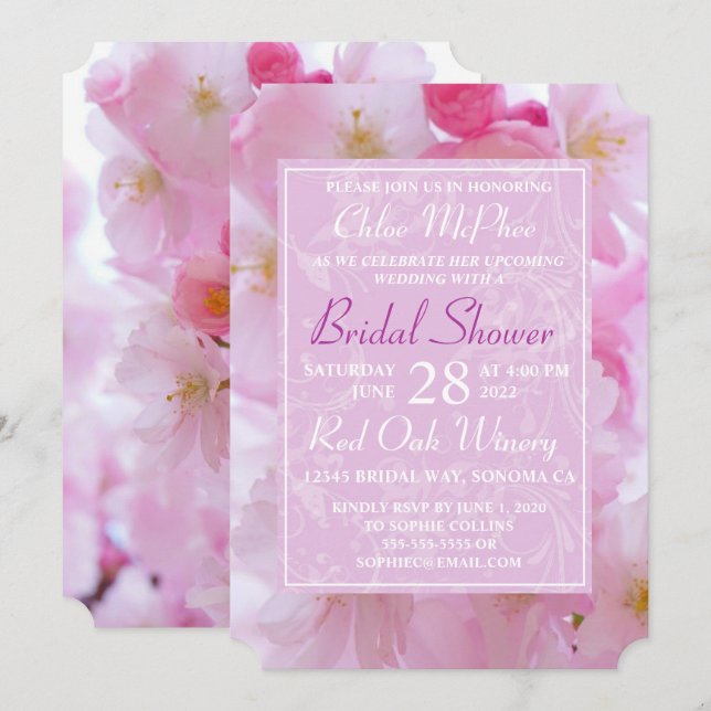 Cherry Blossoms Bridal Shower Invitation (Front/Back)