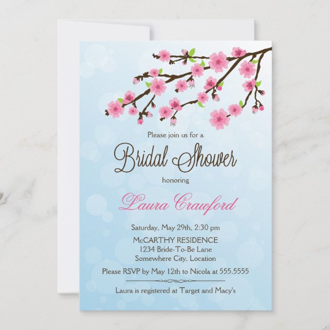 Cherry Blossoms Bridal Shower Invitation (Front)