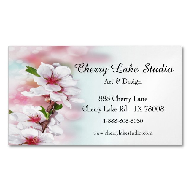Cherry Blossoms Business Card Magnet (Front)