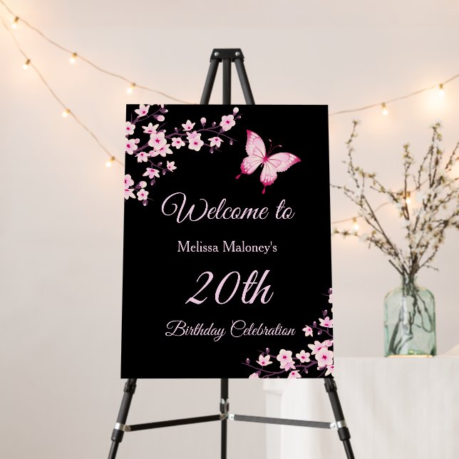 Cherry Blossoms Butterfly Birthday Foam Board (In Situ (Stand))