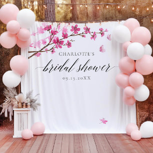 Cherry Blossoms Butterfly Pink Bridal Shower  Tapestry