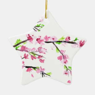 Cherry blossoms ceramic ornament