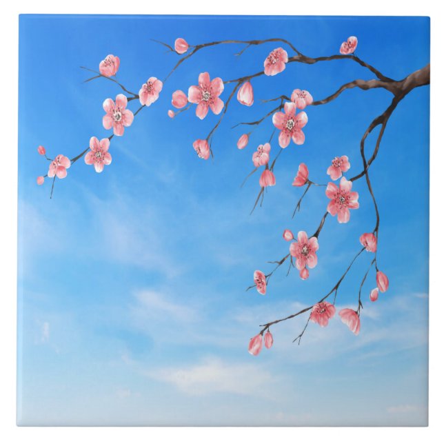 Cherry Blossoms Ceramic Tile (Front)