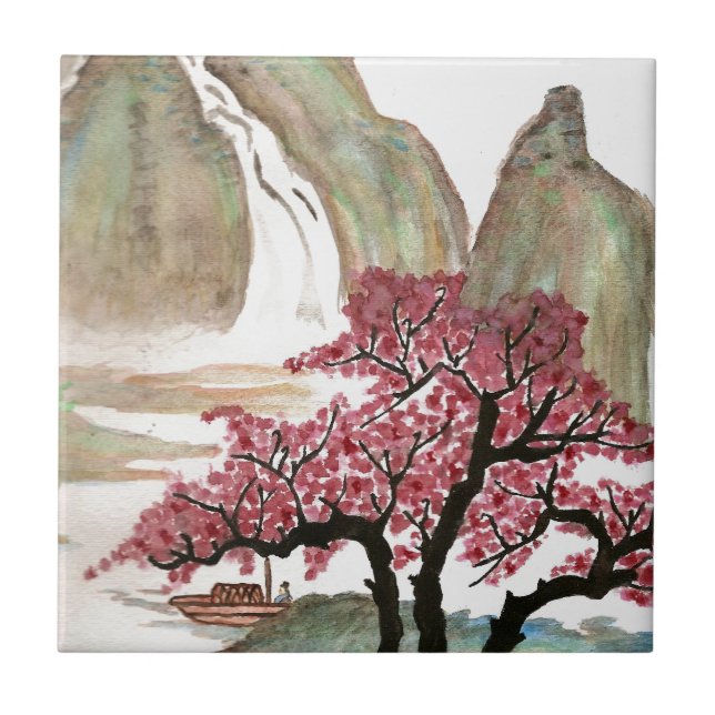 Cherry Blossoms Ceramic Tile (Front)