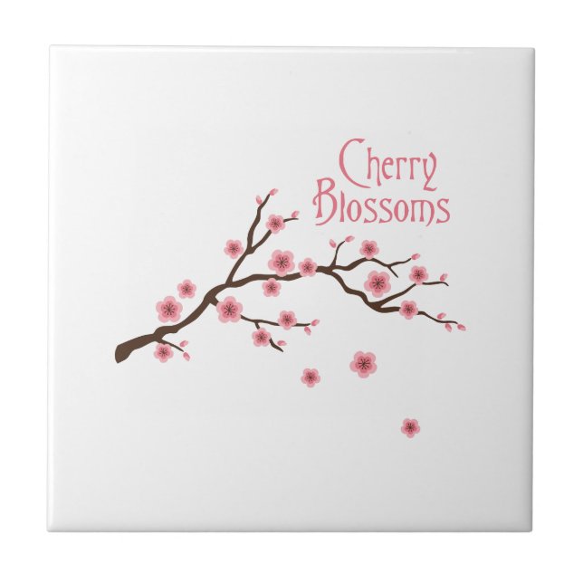 Cherry Blossoms Ceramic Tile (Front)