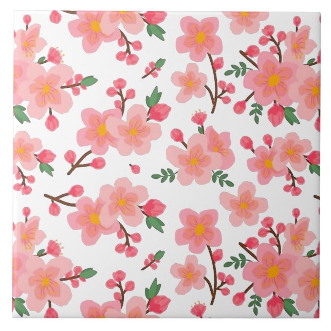Cherry Blossoms Ceramic Tile (Front)