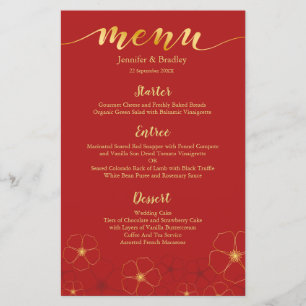 Cherry Blossoms Chinese Dinner Menu Custom Color