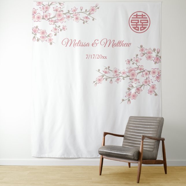 Cherry Blossoms Chinese Wedding Backdrop (In Situ)
