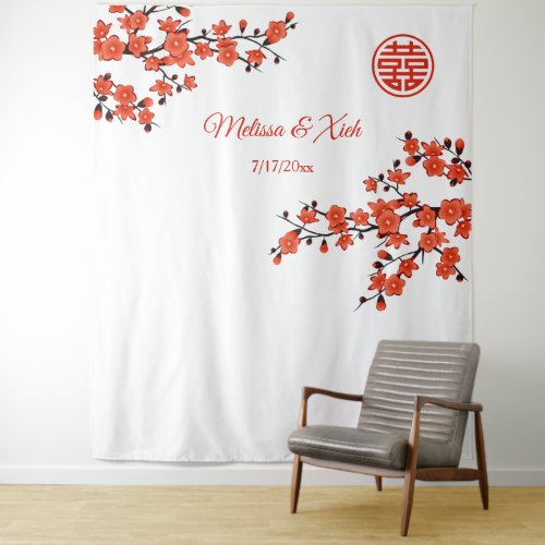 Cherry Blossoms Chinese Wedding Backdrop