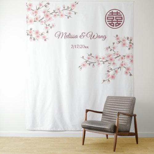 Cherry Blossoms Chinese Wedding Backdrop