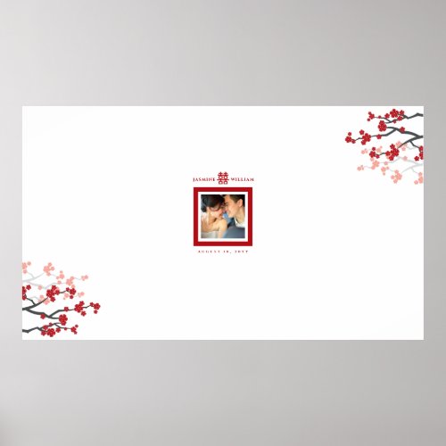 Cherry Blossoms Chinese Wedding Guest Sign Poster