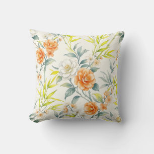 Cherry Blossoms Citrus Burst Throw Pillow