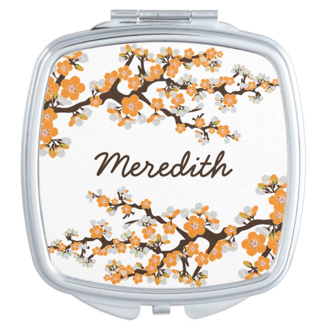 Cherry Blossoms Compact Mirror Bridal Party Gift (Front)