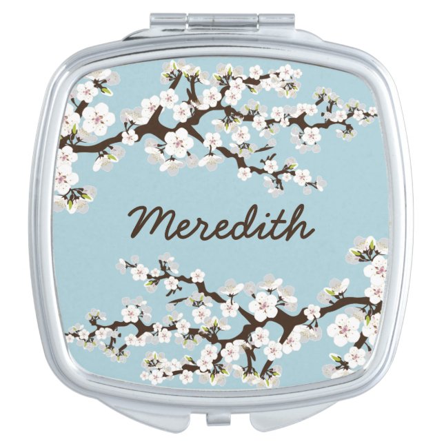 Cherry Blossoms Compact Mirror Bridal Party Gift (Front)
