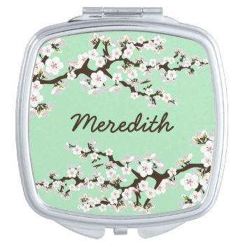 Cherry Blossoms Compact Mirror Bridal Party Gift by TheWeddingShoppe at Zazzle