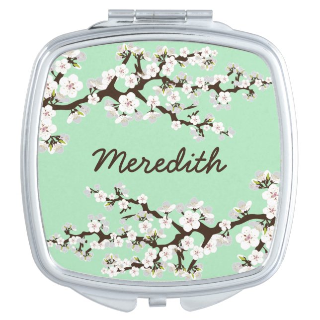Cherry Blossoms Compact Mirror Bridal Party Gift (Front)
