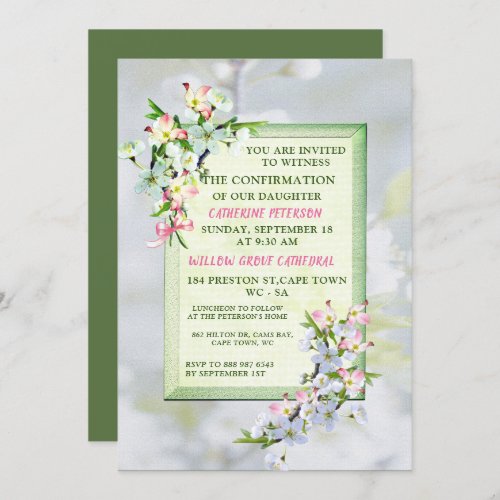 Cherry Blossoms Confirmation Invitation