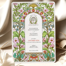 Cherry Blossoms & Cornflowers Art Nouveau Wedding