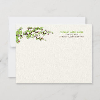 Cherry Blossoms Custom Flat Note Cards (green)