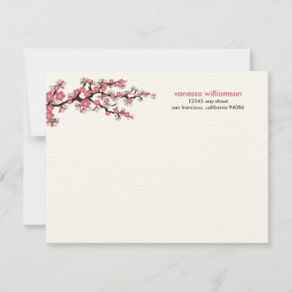 Cherry Blossoms Custom Flat Note Cards (pink)