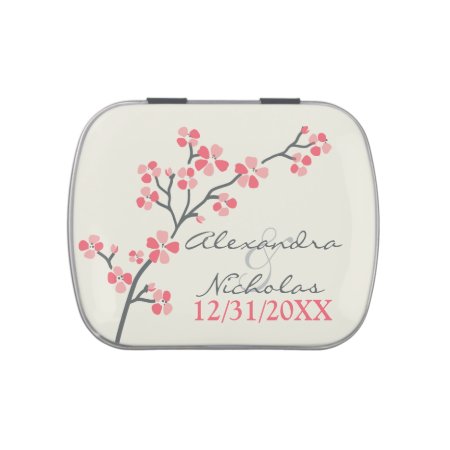 Cherry Blossoms Custom Wedding Favor Tins (pink)