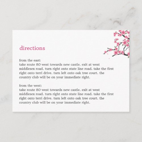 Cherry Blossoms Directions Card Invite