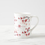 Cherry Blossoms & Double Happiness Chinese Wedding Bone China Mug<br><div class="desc">White / Red Cherry Blossoms / Sakura Spring Flowers And Simple Double Happiness Chinese Wedding Bone China Mug. Oriental red and white cherry blossoms or sakura flowers with double happiness symbol. An elegant and romantic asian themed wedding design which is modern and classy. Cherry blossoms bloom in spring and symbolises...</div>