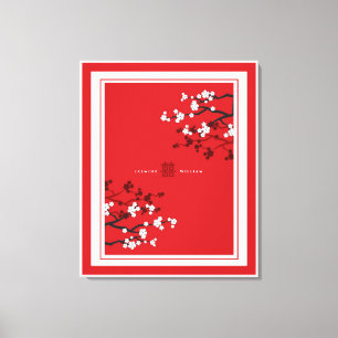 Cherry Blossoms Double Happiness Chinese Wedding Canvas Print