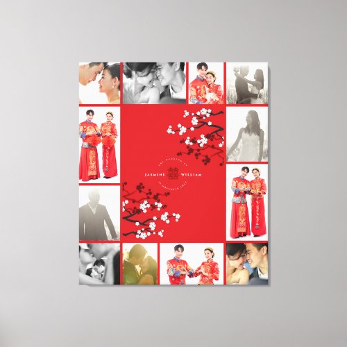 Cherry Blossoms Double Happiness Chinese Wedding Canvas Print
