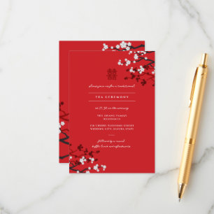 Cherry Blossoms & Double Happiness Chinese Wedding Enclosure Card