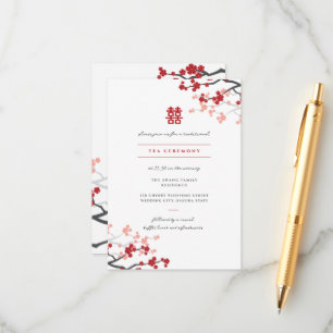 Cherry Blossoms & Double Happiness Chinese Wedding Enclosure Card