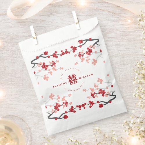 Cherry Blossoms  Double Happiness Chinese Wedding Favor Bag