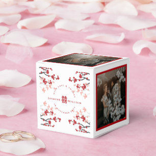 Cherry Blossoms & Double Happiness Chinese Wedding Favor Boxes