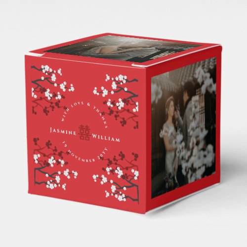 Cherry Blossoms  Double Happiness Chinese Wedding Favor Boxes