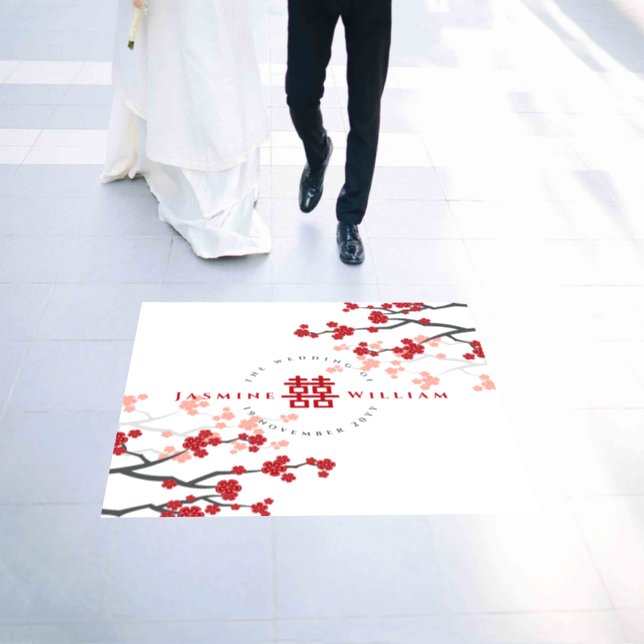 Cherry Blossoms & Double Happiness Chinese Wedding Floor Decals (Wedding)