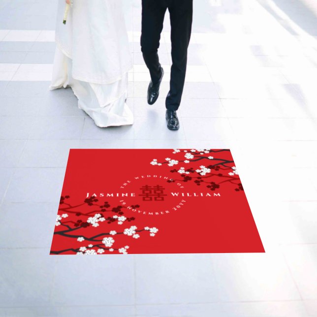Cherry Blossoms & Double Happiness Chinese Wedding Floor Decals (Wedding)