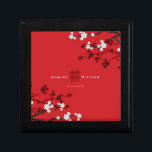 Cherry Blossoms & Double Happiness Chinese Wedding Gift Box<br><div class="desc">White/Red Cherry Blossoms / Sakura Spring Flowers And Simple Double Happiness Chinese Wedding Keepsake Gift Box. Oriental red and white cherry blossoms or sakura flowers with double happiness symbol. An elegant and romantic asian themed wedding design which is modern and classy. Cherry blossoms bloom in spring and symbolises new beginnings,...</div>