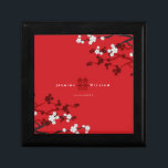 Cherry Blossoms & Double Happiness Chinese Wedding Gift Box<br><div class="desc">White/Red Cherry Blossoms / Sakura Spring Flowers And Simple Double Happiness Chinese Wedding Keepsake Gift Box. Oriental red and white cherry blossoms or sakura flowers with double happiness symbol. An elegant and romantic asian themed wedding design which is modern and classy. Cherry blossoms bloom in spring and symbolises new beginnings,...</div>