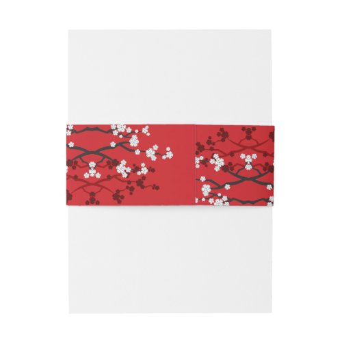 Cherry Blossoms  Double Happiness Chinese Wedding Invitation Belly Band