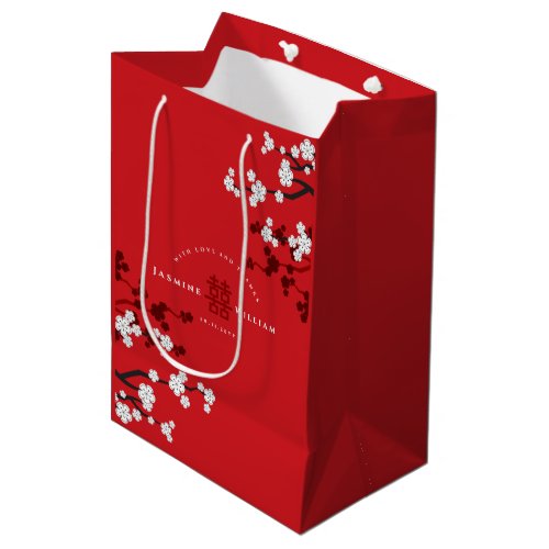 Cherry Blossoms  Double Happiness Chinese Wedding Medium Gift Bag