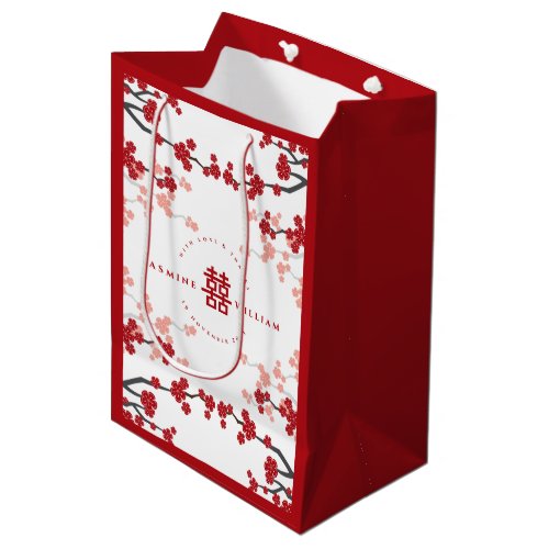 Cherry Blossoms  Double Happiness Chinese Wedding Medium Gift Bag