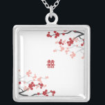 Cherry Blossoms & Double Happiness Chinese Wedding Silver Plated Necklace<br><div class="desc">Designed by fat*fa*tin. Easy to customize with your own text,  photo or image. For custom requests,  please contact fat*fa*tin directly. Custom charges apply.

www.zazzle.com/fat_fa_tin
www.zazzle.com/color_therapy
www.zazzle.com/fatfatin_blue_knot
www.zazzle.com/fatfatin_red_knot
www.zazzle.com/fatfatin_mini_me
www.zazzle.com/fatfatin_box
www.zazzle.com/fatfatin_design
www.zazzle.com/fatfatin_ink</div>