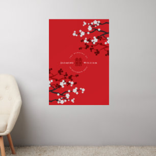 Cherry Blossoms & Double Happiness Chinese Wedding Wall Decal