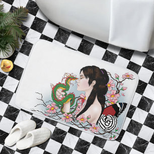 Cherry Blossoms Dragon Serenity Asian Fairy Bath Mat