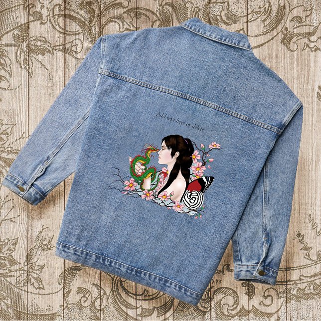 Cherry Blossoms Dragon Serenity Asian Fairy  Denim Jacket (Creator Uploaded)