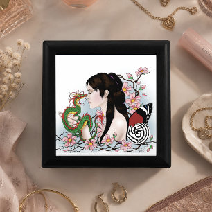 Cherry Blossoms Dragon Serenity Asian Fairy  Jewelry Box