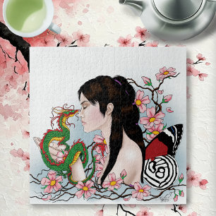 Cherry Blossoms Dragon Serenity Asian Fairy  Jigsaw Puzzle