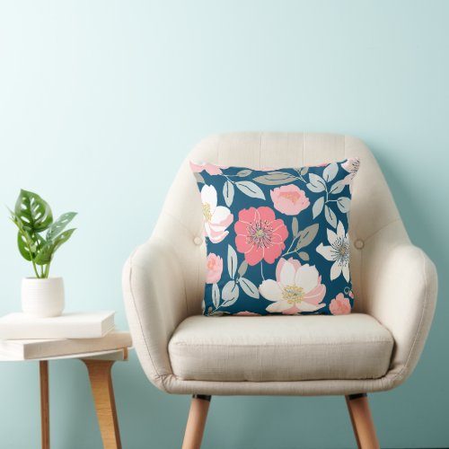 Cherry blossoms drawing throw pillow