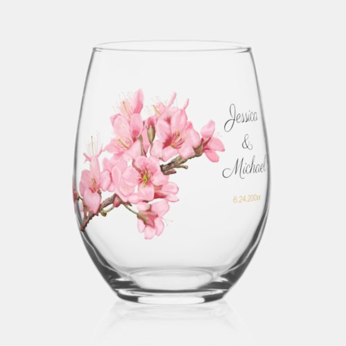Cherry blossoms Drinkware Set Stemless Wine Glass