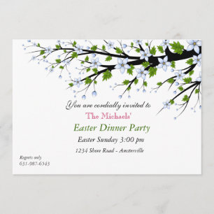 Cherry Blossoms Easter Dinner Party Invitation